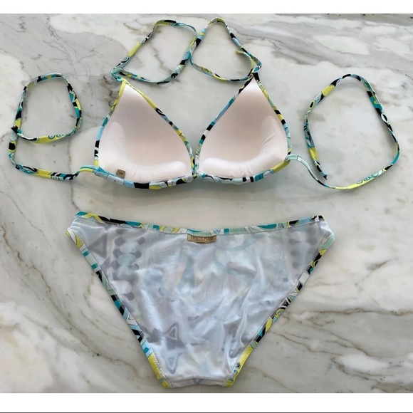 EMILIO PUCCI GREEN BLUE BLACK MULTI BIKINI SIZE IT 42 / US 8 - Picture 10 of 13
